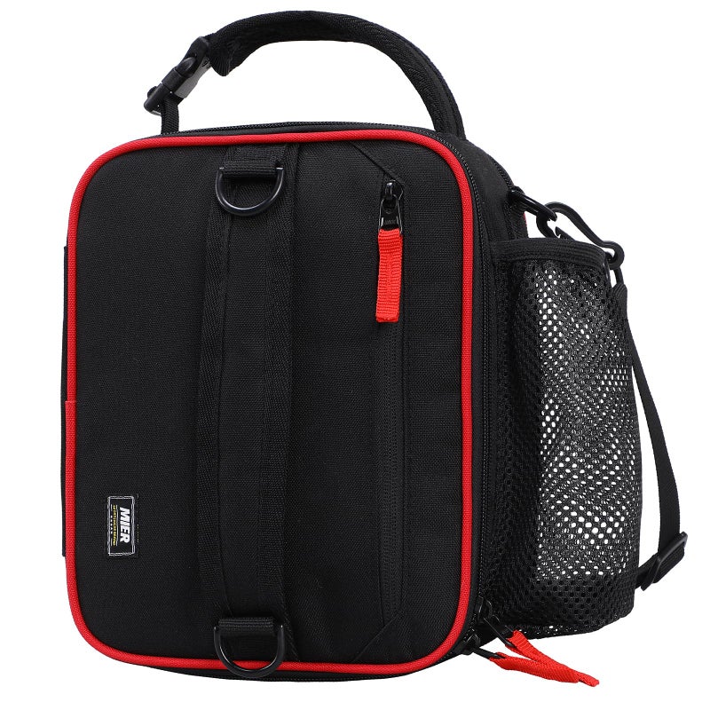 MIER Expandable Lunch Bag Insulated Lunch Box for Men to Work Travel Portable Lunchbox Bags with Shoulder Strap and Water Bottle Holder(Black/Red) - Image 1